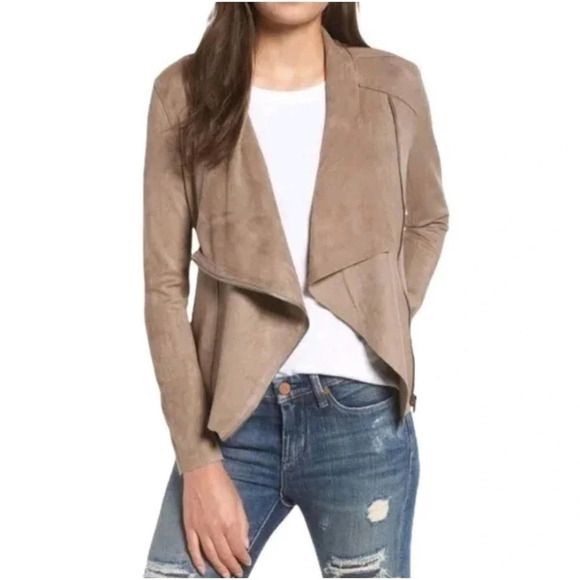 BlankNYC Women's Size XS Brown Asymmetric Faux Suede Drape Jacket - Picture 1 of 5